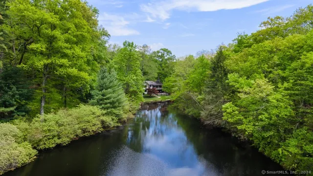 a view of a lake with outside area