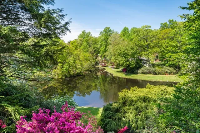 a view of a lake with a house