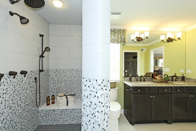 21 Marcel Lane Schaumburg, IL 60194 - Photo 18 of 22 a bathroom with a sink a mirror and shower