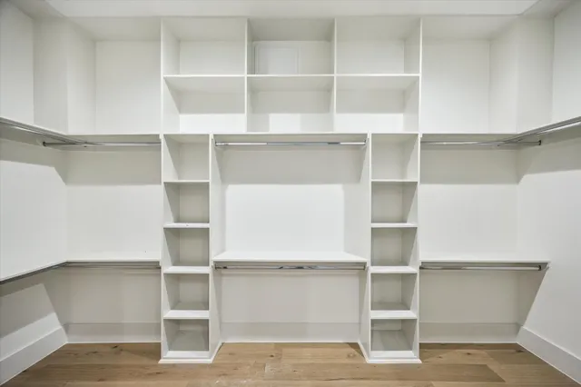 a view of an empty walk in closet