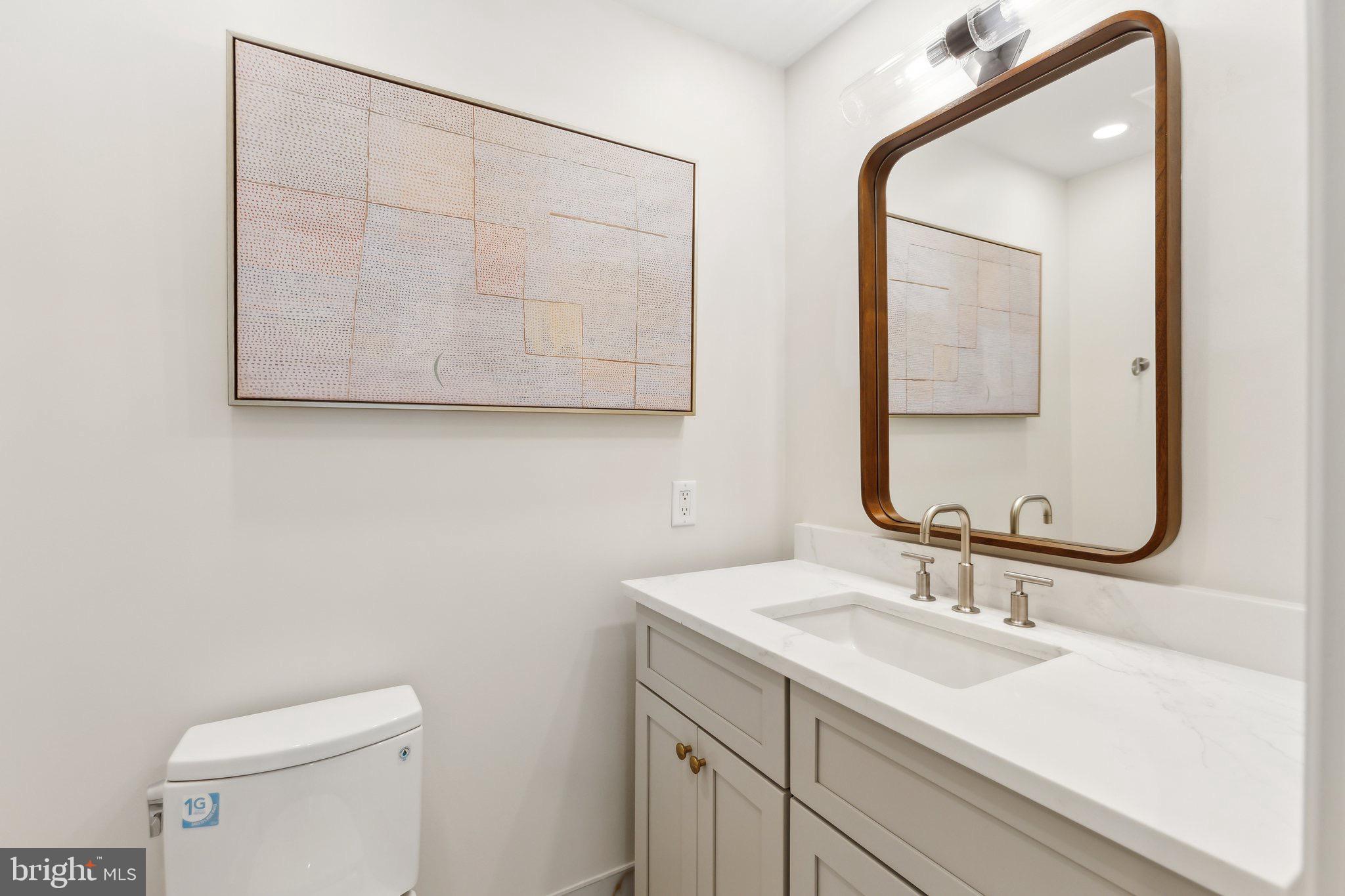 1641 R Street Northwest, Unit 302 Washington, DC 20009 - Photo 6 of 15 a bathroom with a sink and a mirror
