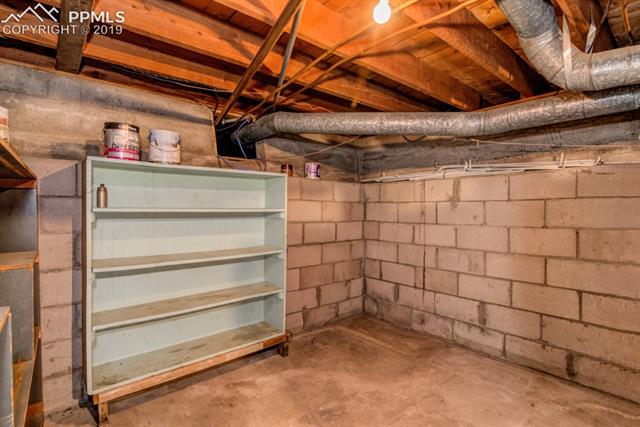 611 Prairie Road Colorado Springs, CO 80909 - Photo 18 of 18 The basement cellar is accessed from the backyard and has two unfinished rooms that offer plenty of storage space. Freezer in basement will stay.