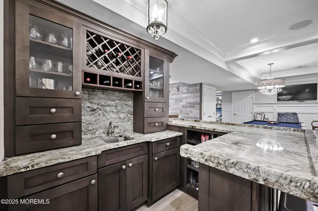 a view of a street with a yard and large trees