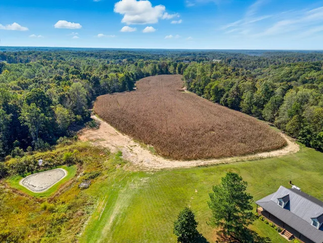 an aerial view of a house