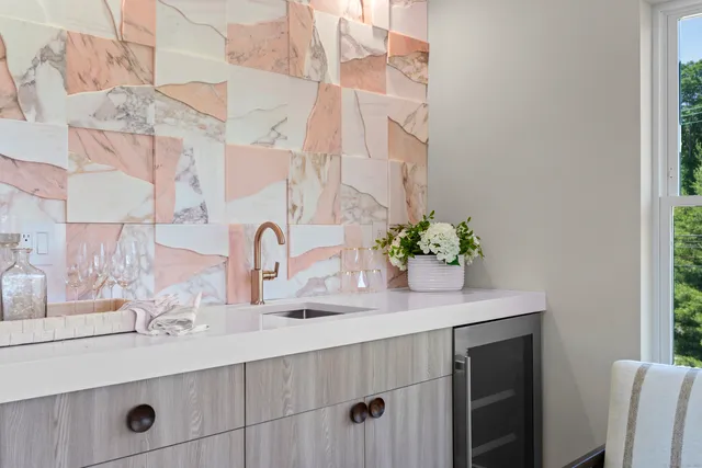 a close view of sink and a mirror