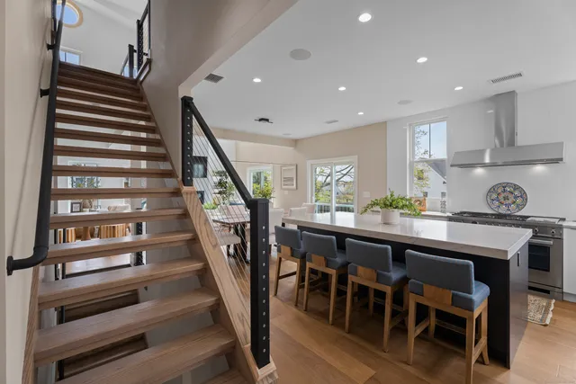 a view of dining room and stairs