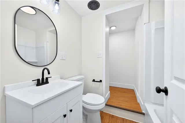 a bathroom with a bathtub