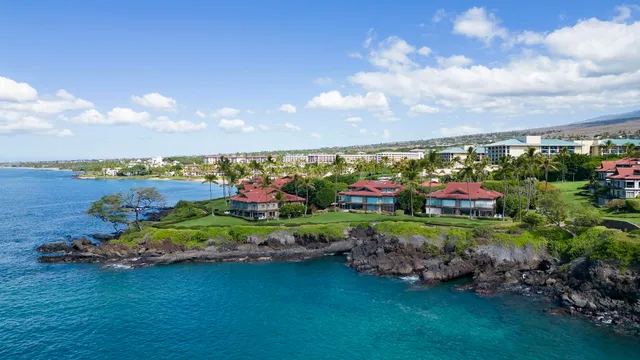a street view with a big yard and potted plants