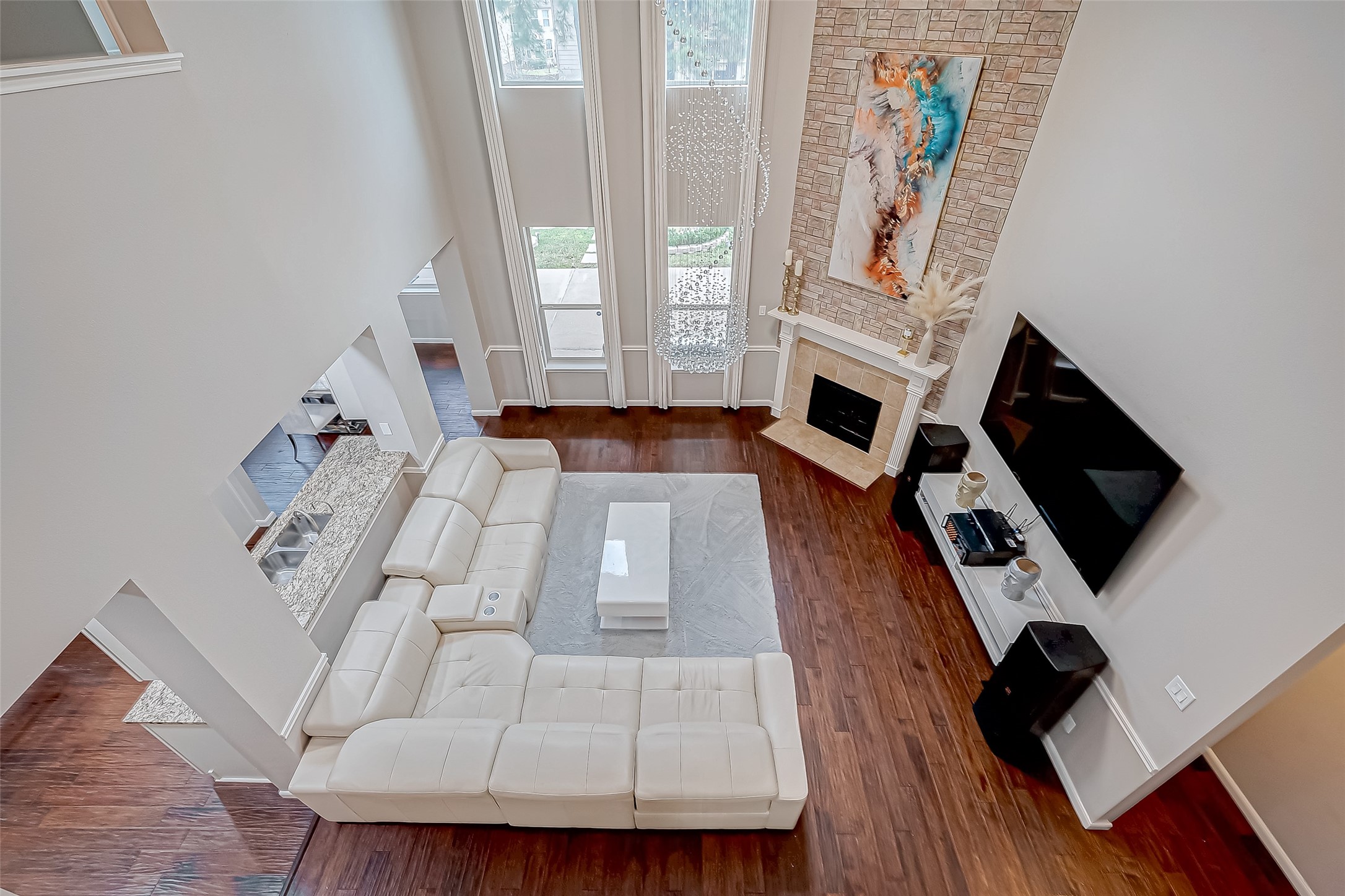 22922 Montclair Park Lane Spring, TX 77373 - Photo 40 of 46 a living room with furniture and a flat screen tv