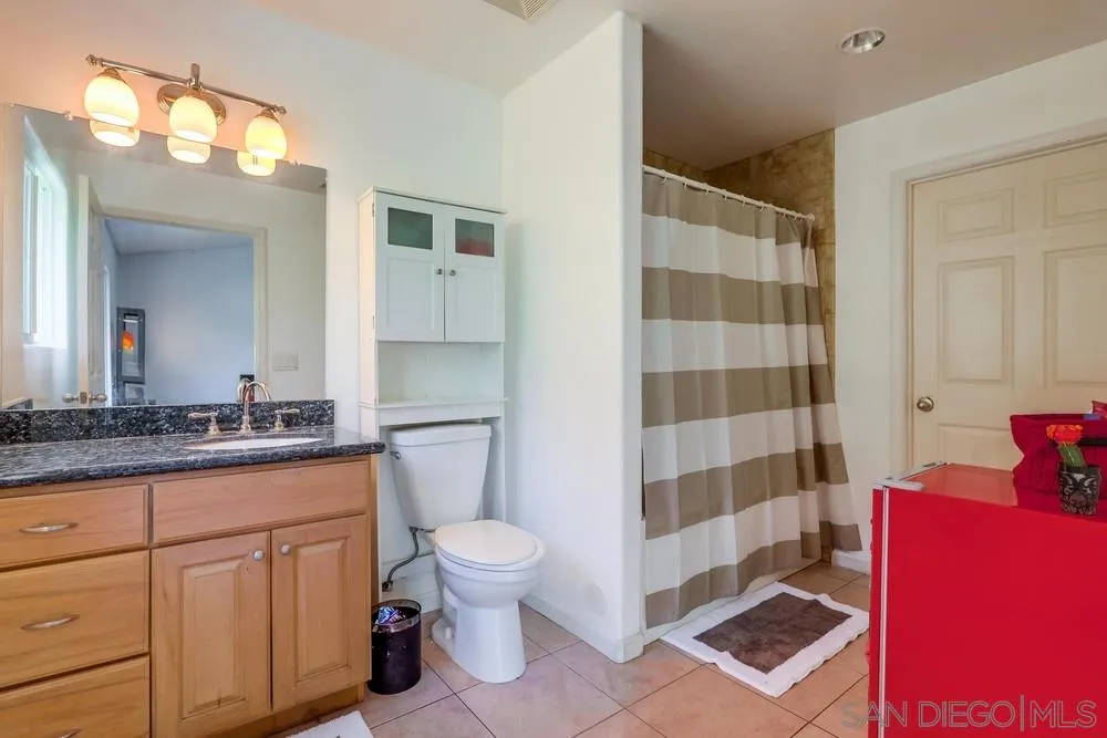 460 Pile Street Ramona, CA 92065 - Photo 19 of 25 a bathroom with a sink a toilet a mirror and shower