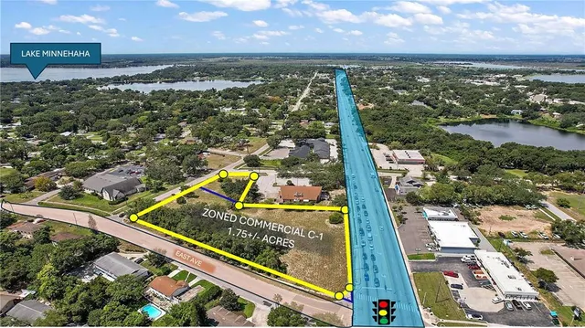 an aerial view of a house with a garden