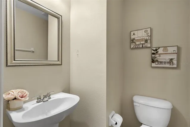 a bathroom with a toilet a sink and mirror