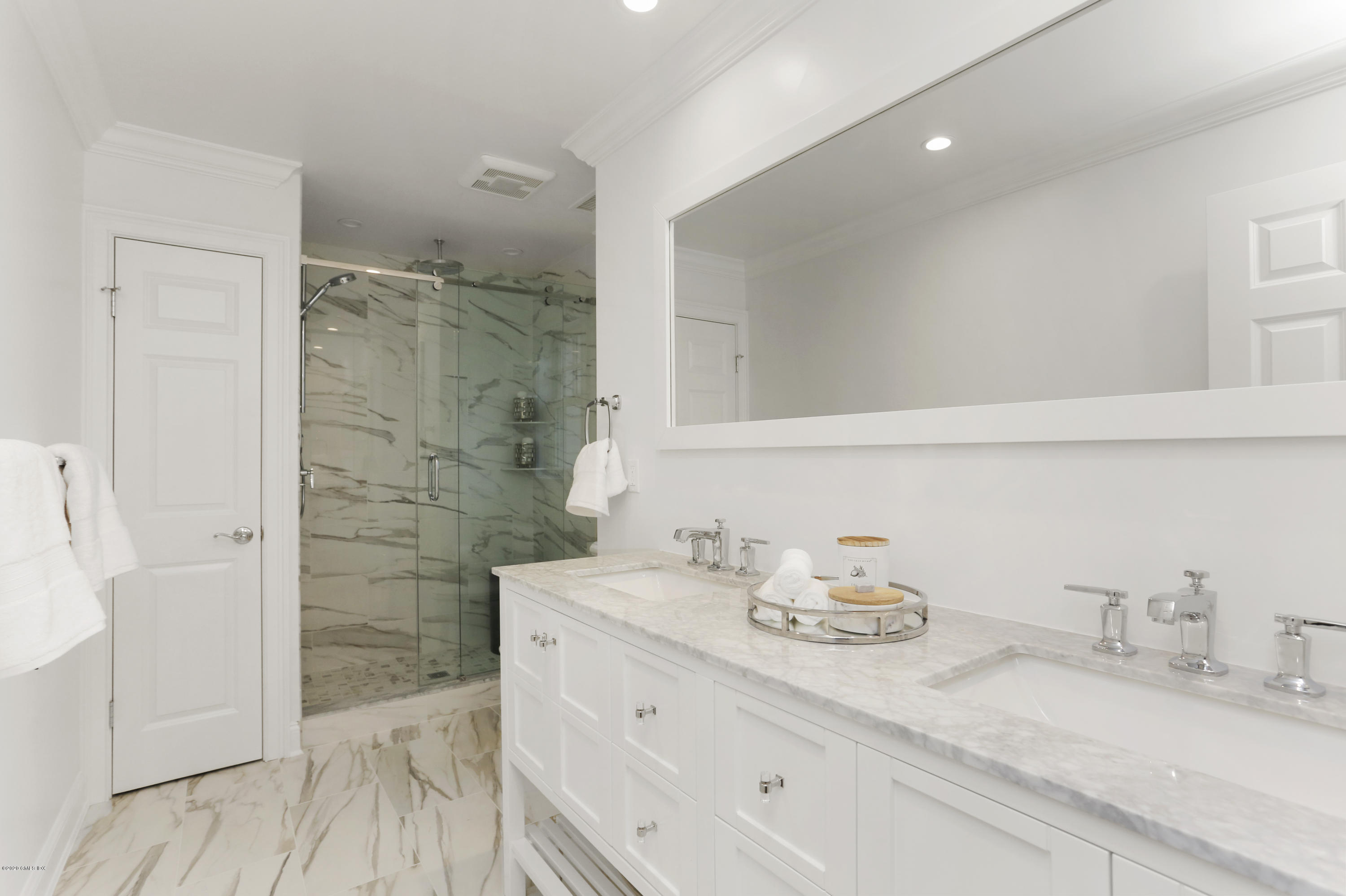 72 Riverside Lane Riverside, CT 06878 - Photo 25 of 40 a bathroom with a granite countertop sink mirror and shower