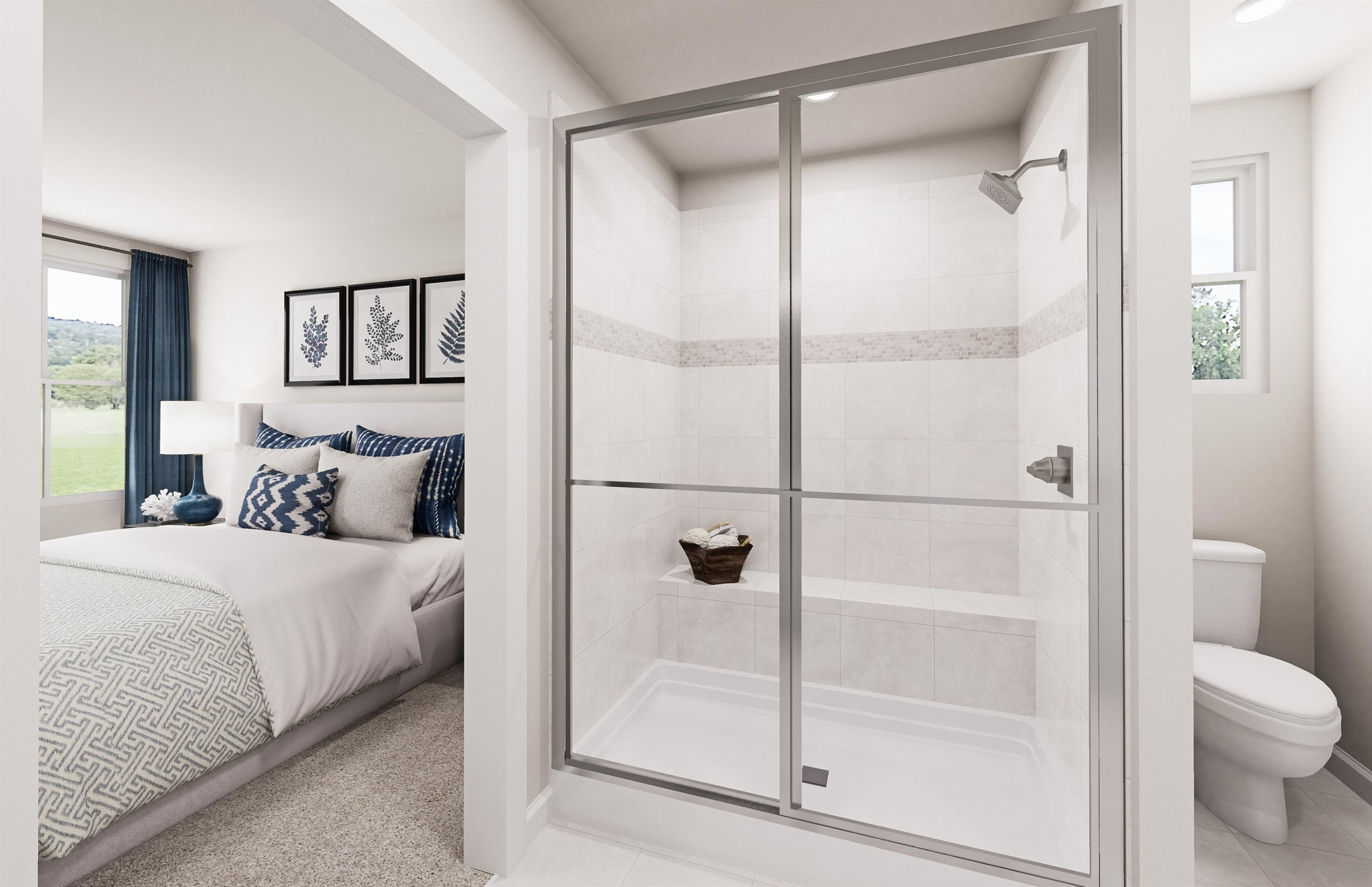 8564 Kenridge Lane Fuquay-Varina, NC 27526 - Photo 12 of 16 a bathroom with a glass shower door