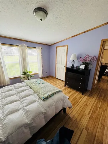 a bed room with a bed and a television