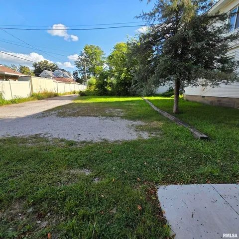 a view of a park with large trees