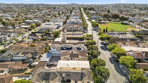 an aerial view of a city with lots of residential buildings