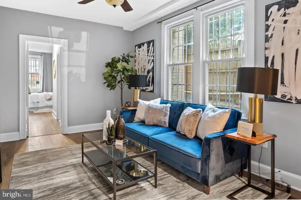 a living room with furniture