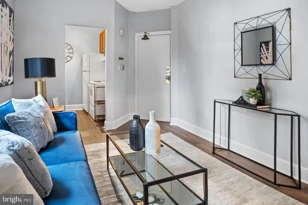 a living room with furniture