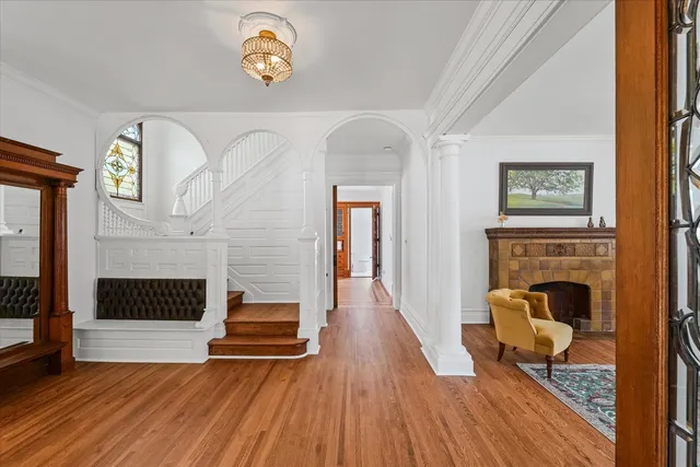 a view of living room filled with furniture and rug