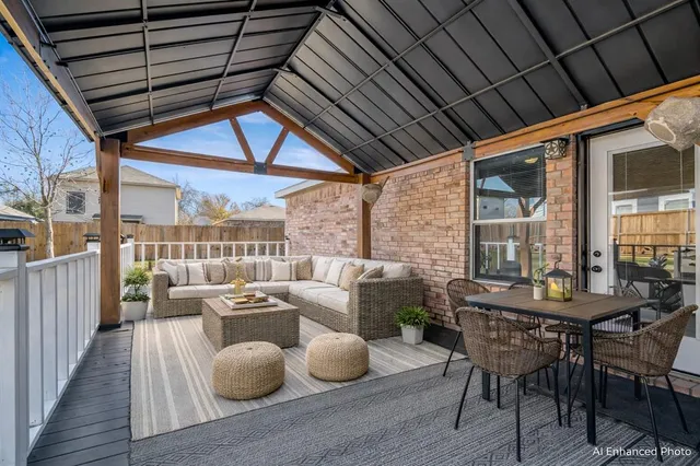 a outdoor living space with furniture