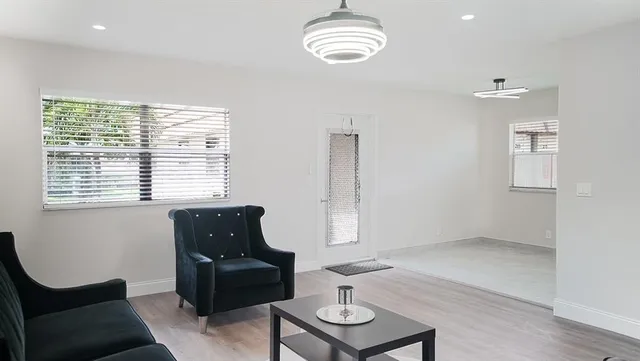 a living room with furniture