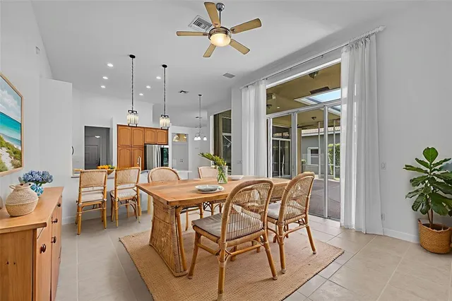 a view of a hallway with wooden shelves