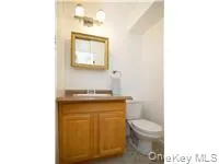 a bathroom with a toilet a sink and mirror