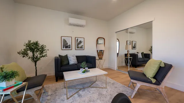 a living room with furniture