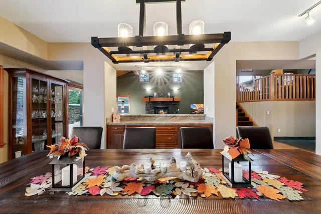 a living room with lots of furniture and decor