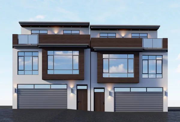 a front view of a house with windows