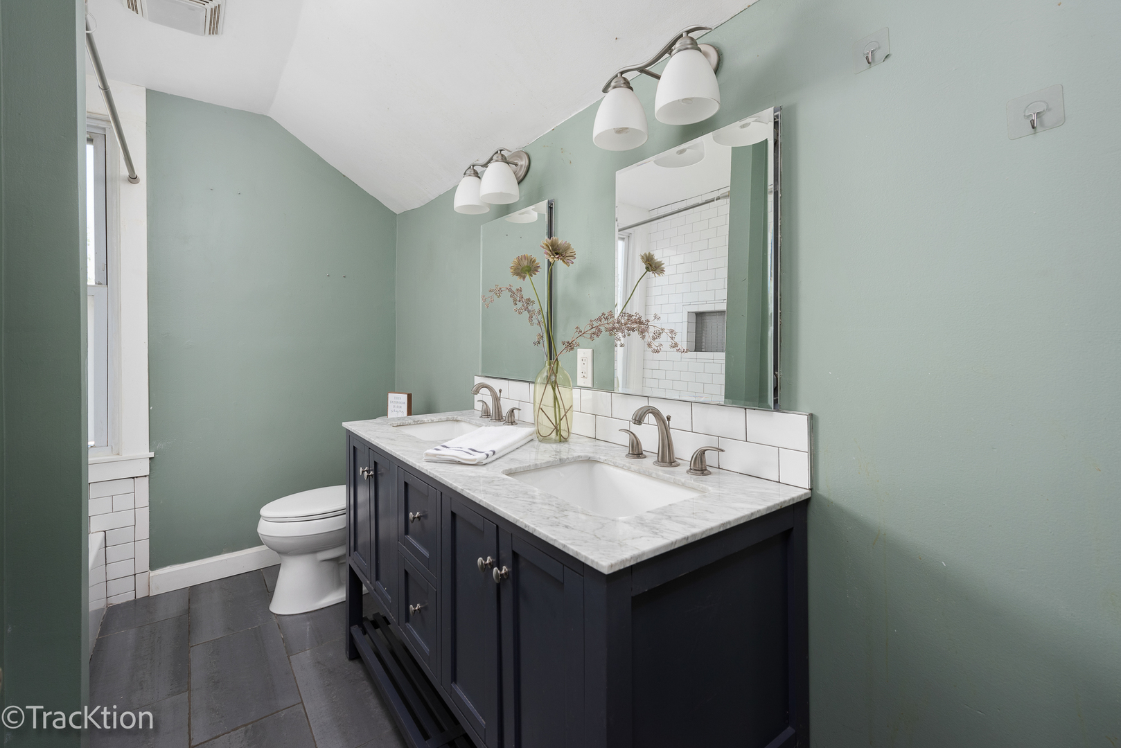 316 East Division Street Lockport, IL 60441 - Photo 12 of 19 a bathroom with a granite countertop sink and a mirror