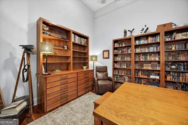 a view of a workspace with furniture