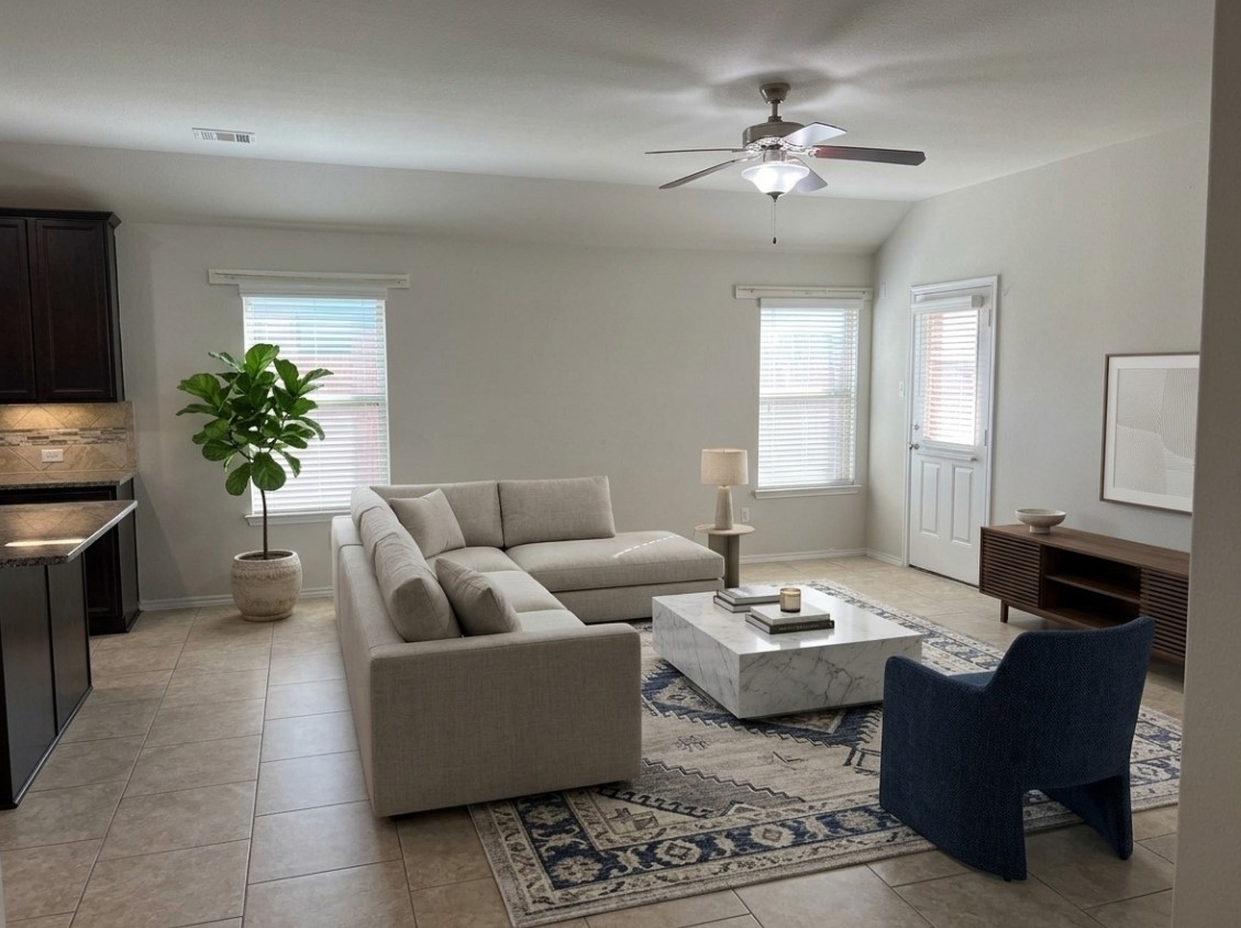 24307 Hampton Terrace Lane Spring, TX 77389 - Photo 6 of 20 Experience the potential of this inviting living room, beautifully enhanced with virtual staging to inspire your vision.