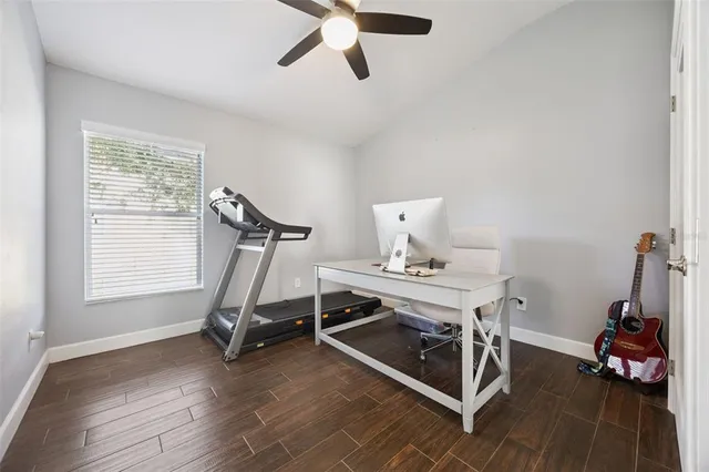 an aerial view of a house