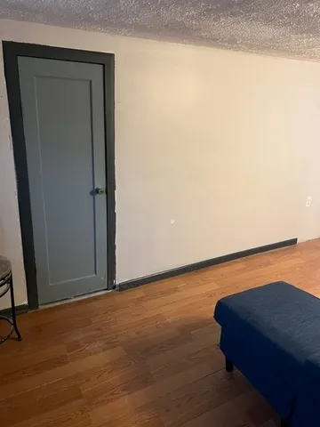 a view of room with wooden floor