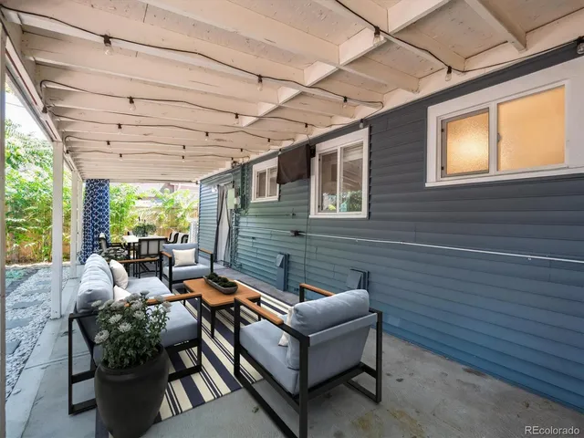 a outdoor living space with furniture