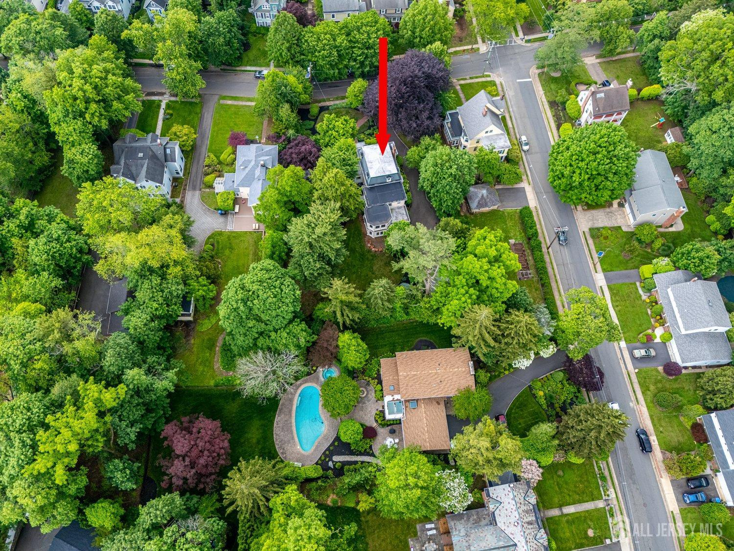 44 Rector Street Metuchen, NJ 08840 - Photo 21 of 65 an aerial view of residential house with outdoor space and swimming pool