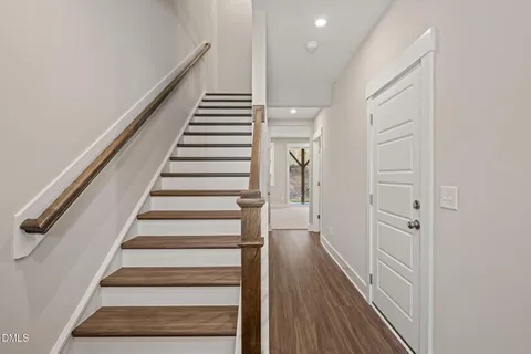 a view of entryway with wooden floor
