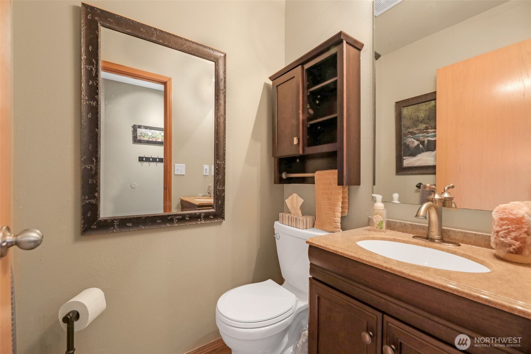 17872 155th Place Southeast, Unit 2 Monroe, WA 98272 - Photo 13 of 19 a bathroom with a granite countertop sink mirror and toilet