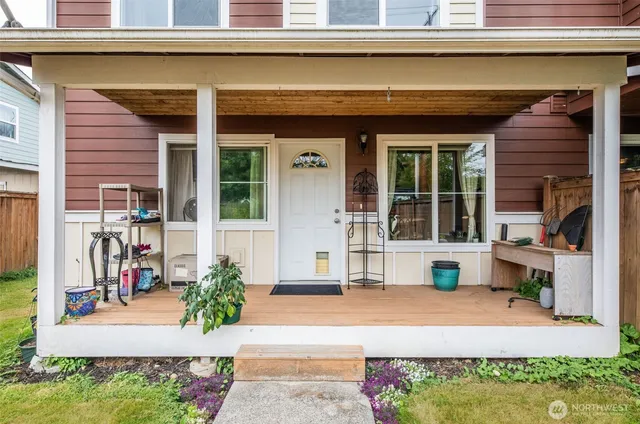 a front view of a house with a porch