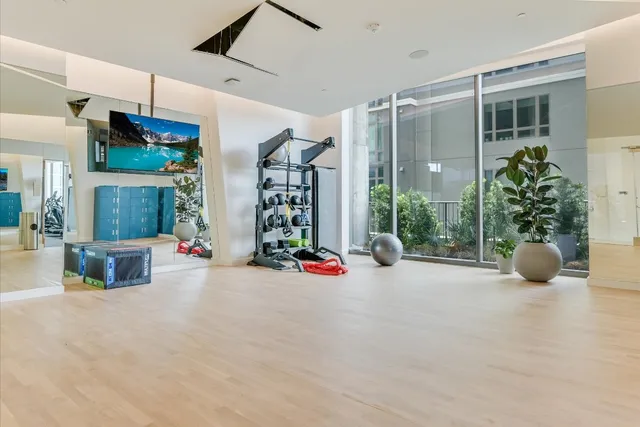 a view of a room with gym equipment