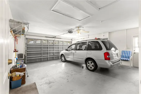 a view of a car in garage