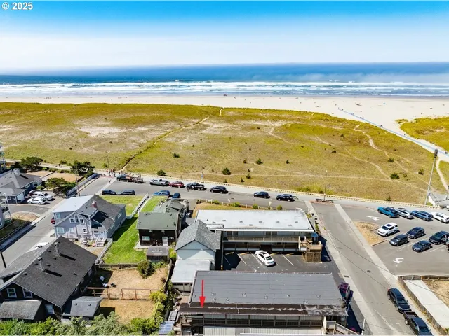 an aerial view of a ocean beach