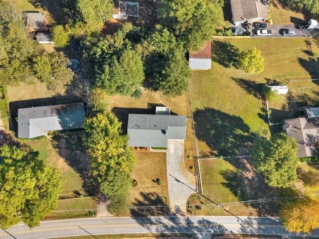 an aerial view of a house