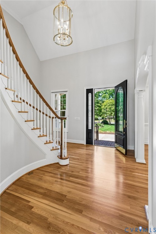 3009 Travis Pond Road Williamsburg, VA 23185 - Photo 10 of 100 Grand foyer featuring high vaulted ceilings, lustr