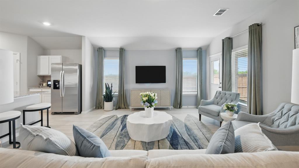 5545 Legends Way Krum, TX 76249 - Photo 11 of 36 a living room with furniture and a flat screen tv