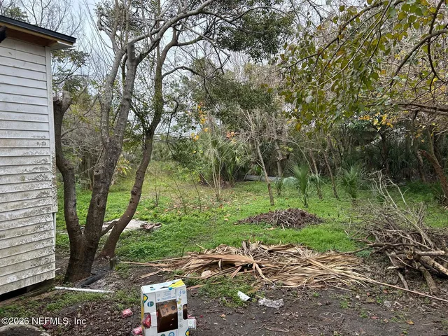 a view of backyard of house