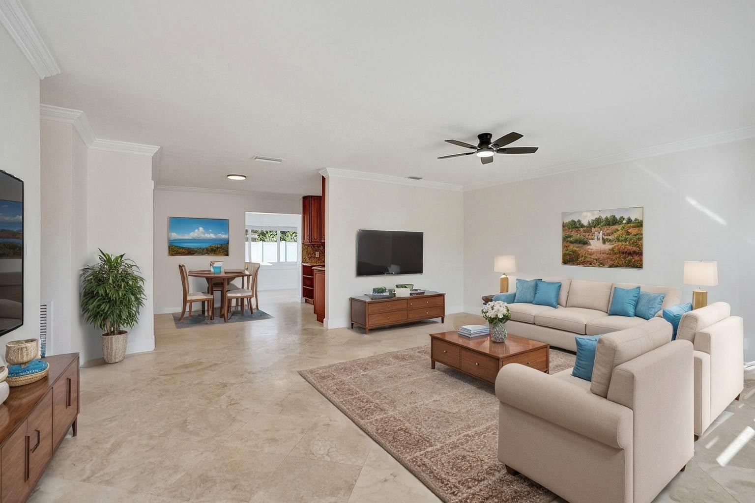 2011 Northeast 34th Street Lighthouse Point, FL 33064 - Photo 11 of 47 a living room with furniture and a flat screen tv
