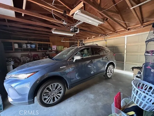 a view of a car in garage